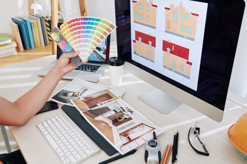 Designer choosing color scheme